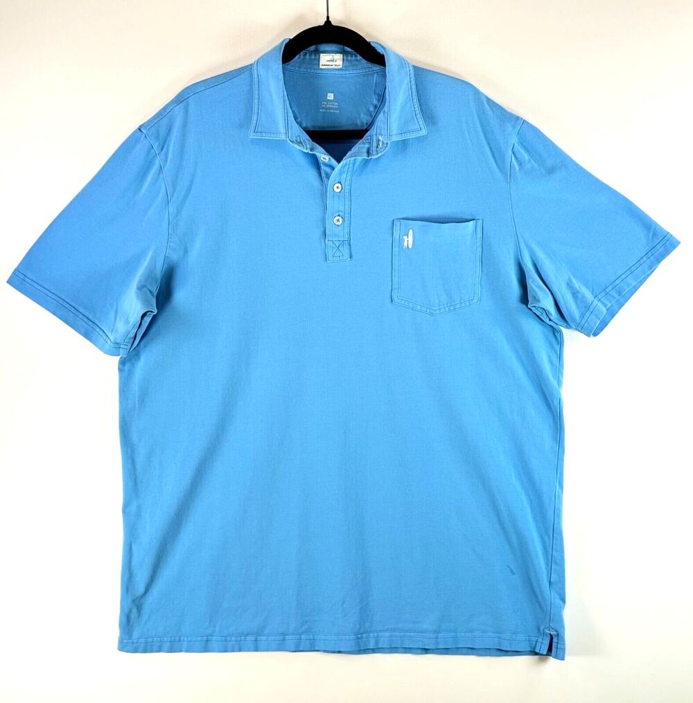 Johnnie O Hangin Out Mens Polo Shirt Blue Cotton Short Sleeve Pocket Stretch XL